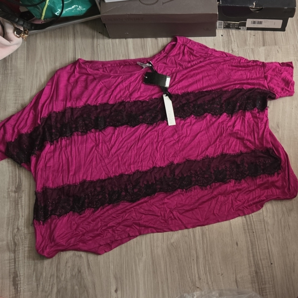 Y2k Vintage Oversized BUFFALO By David Bitton Pink And Black Tee NWT Size L